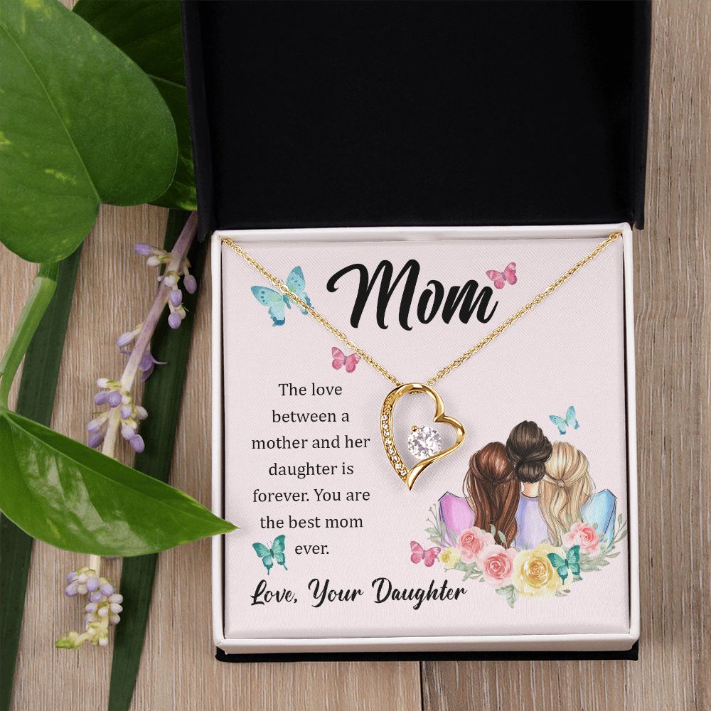 Mom Necklace Gifts for Mom from Daughter to Mom Gifts for Mothers Day from Daughter, To My Mom Necklace from Daughter to Mom Birthday Gifts Necklace with Message Card and Gift Box21 Forever Love Necklace
