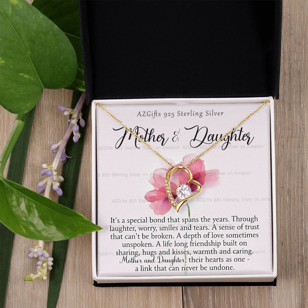 Mother Daughter Necklace with Message Card Mother Daughter Gift Mom Birthday Gift Necklace for Mom from Daughter Gift Birthday Gift for Mom Daughter Gift from Mom 301 Forever Love Necklace