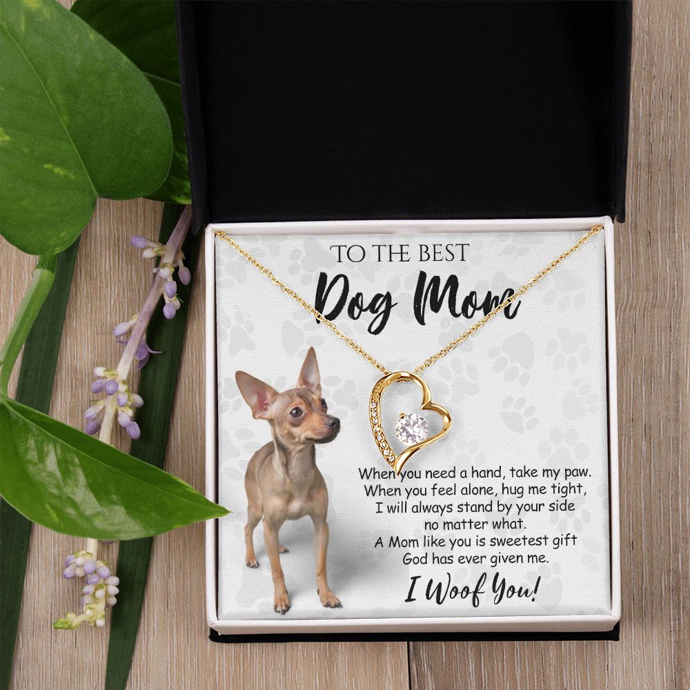 To The Best Chihuahua Dog Mom Knot Necklace Mother's Day Gift , I Woof You Quote Gift Card, Message Card Jewelry For Dog Lovers, Necklace For Mom Forever Love Necklace
