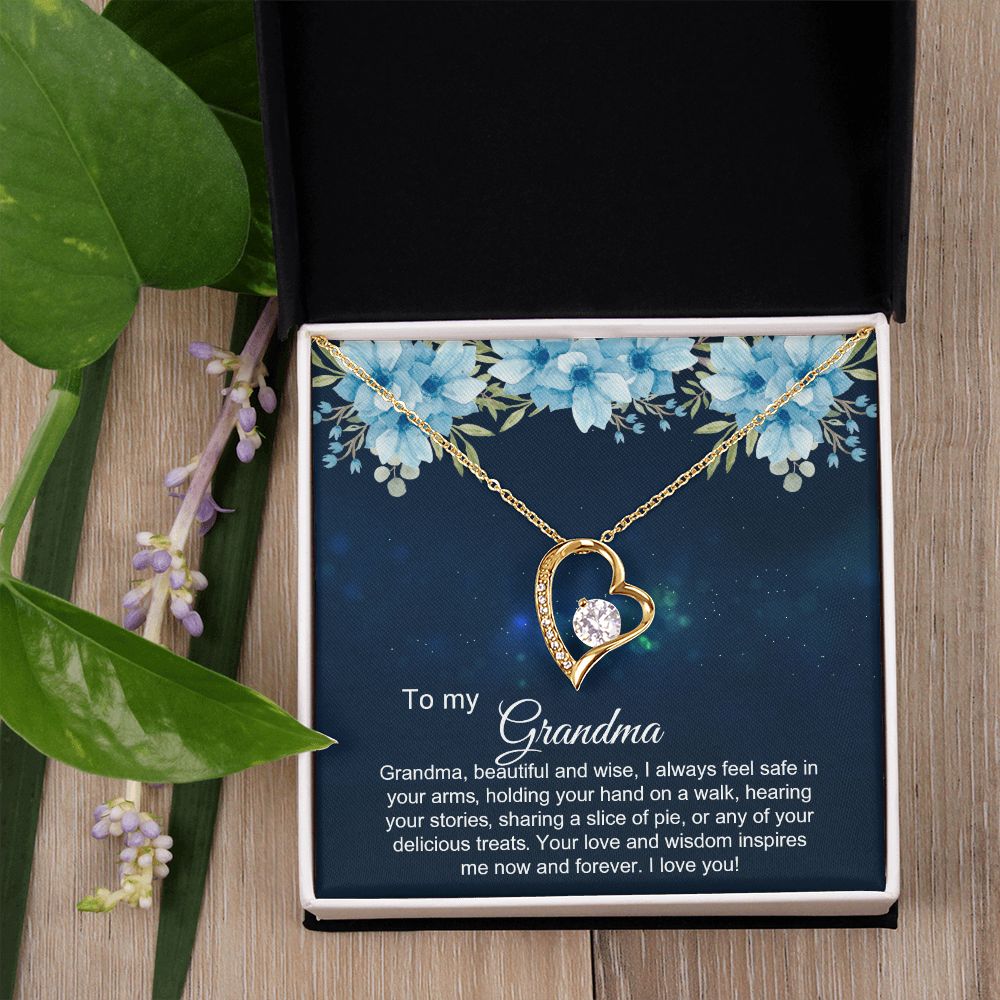 To My Grandma Necklace, Gift for Grandmother Necklace, Mothers Day Gift For Grandma Nana, Grandma Jewelry From Grandchildren GrandKids , Jewelry Box Gift For Grandma Grandmother2 Forever Love Necklace