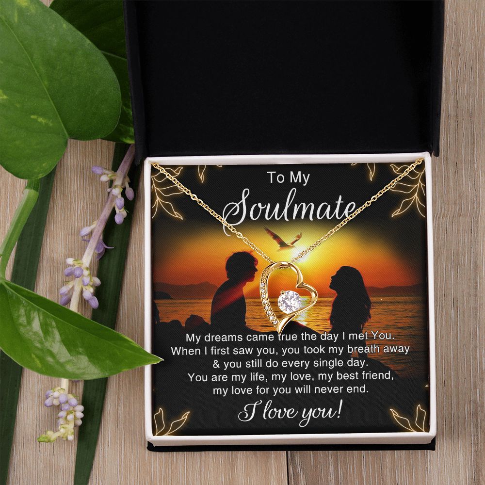 To My Soulmate Necklace for Women Birthday Christmas Jewelry Gifts For My Wife with Message Card Box Personalized Gift Present Pendant for Future Wife Soulmate Girlfriend Love 6 Forever Love Necklace