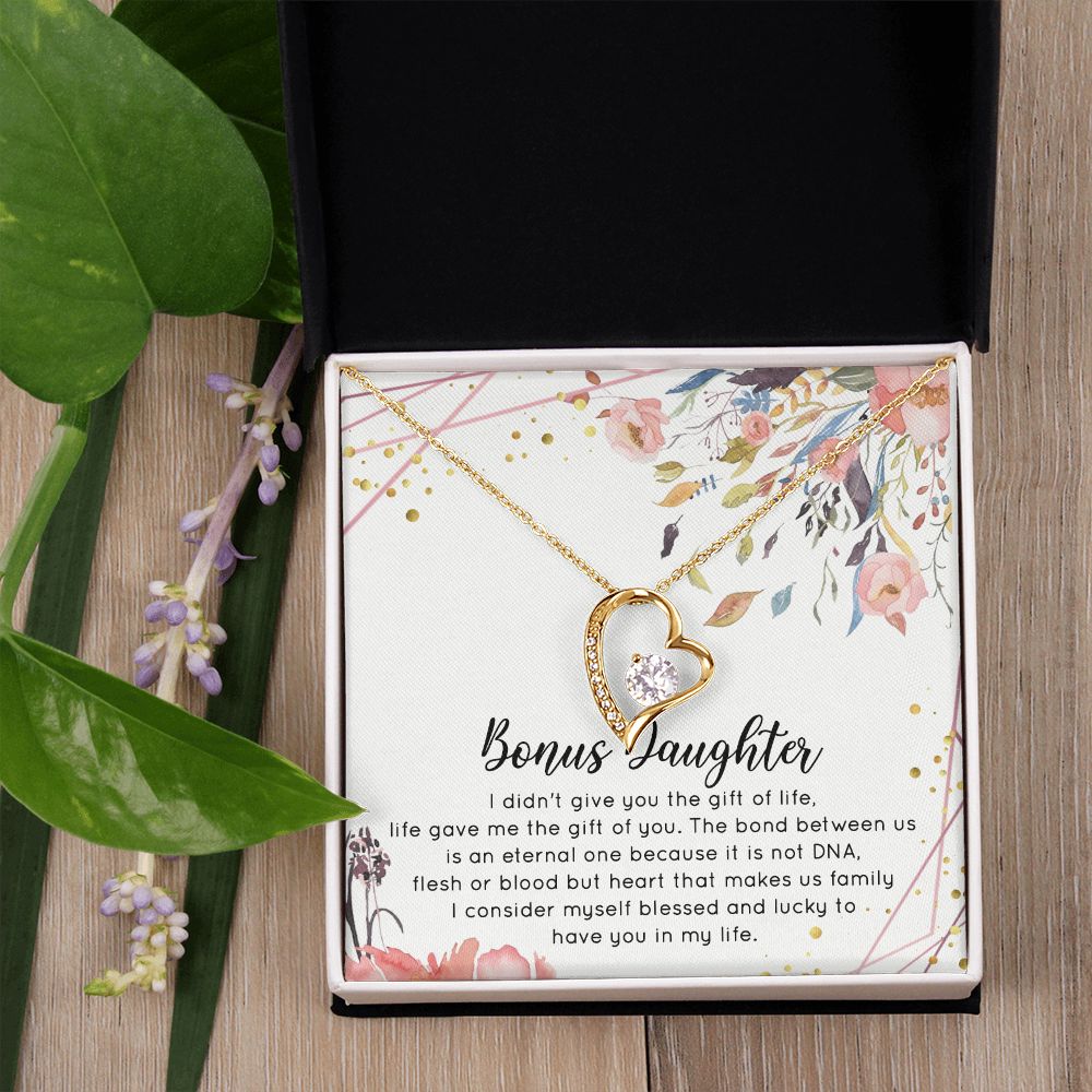 Bonus Daughter Gifts From Stepdad, Step Daughter Gifts From Stepmom, Stepdaughter Gifts From Stepdad, Father Stepdaughter Necklace, To My Bonus Daughter Necklaces, Christmas Gifts For Bonus2 Forever Love Necklace
