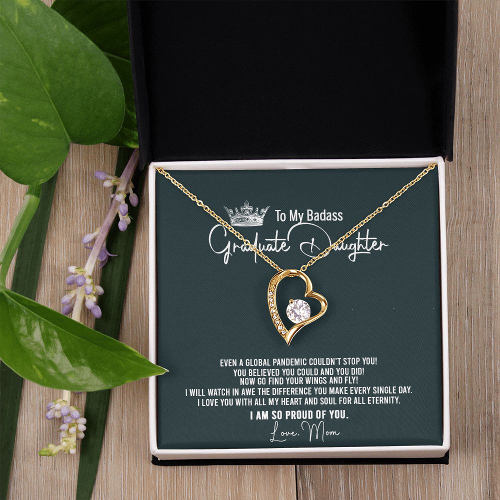 Badass Graduation Daughter Gift From Mom, Graduation Gift, Necklace Congrats Graduation Pendants Gift For Daughter, Daughter In law, Daughter Necklace From Mom Forever Love Necklace