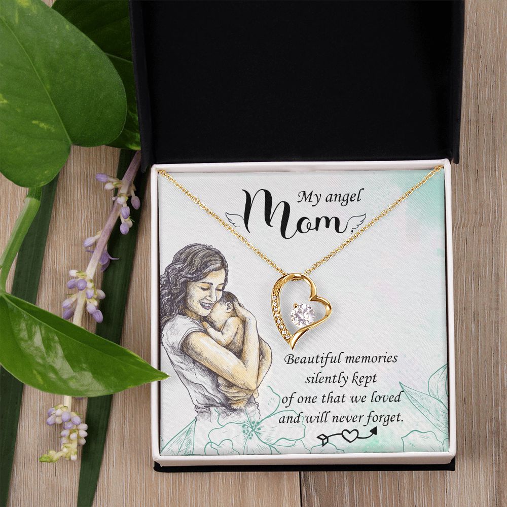 To My Mom Mother My Angel Necklace Pendant Gift From Daughter Beautiful Memories With Message Card Gift For Mom Forever Love Necklace