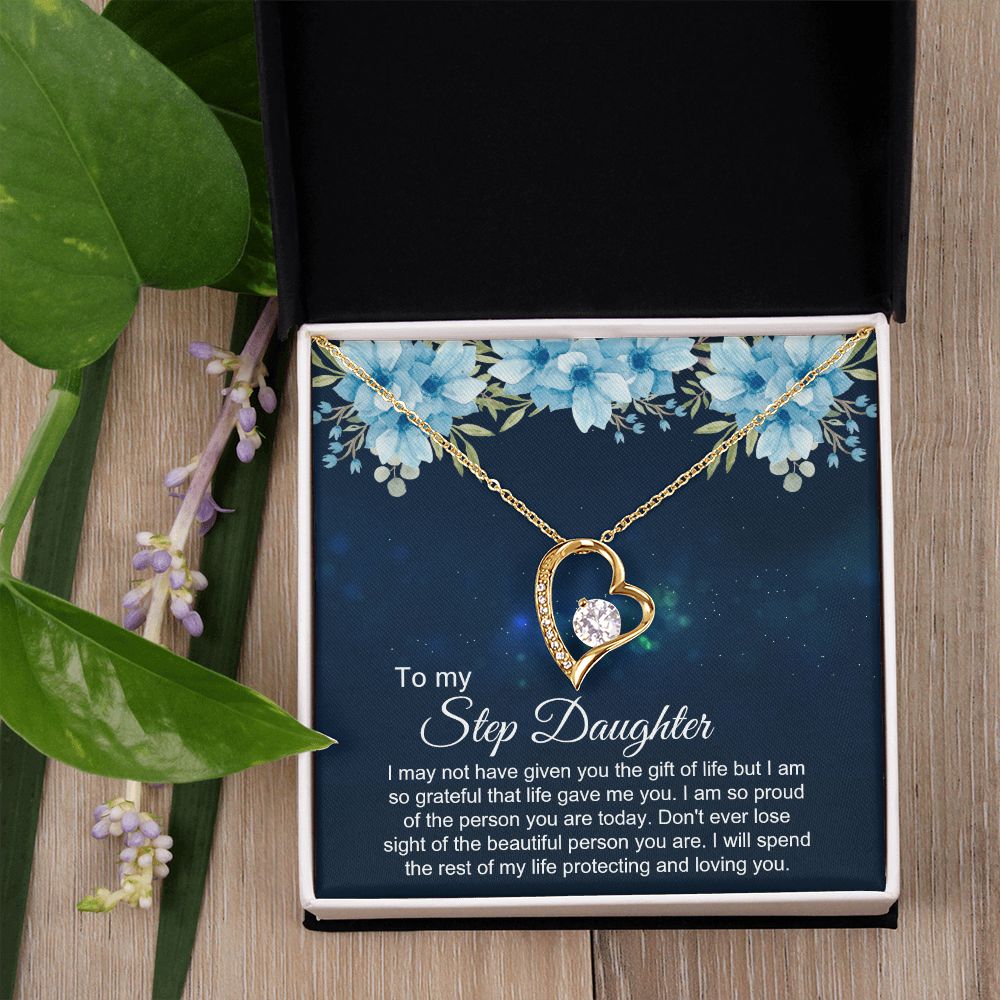 Bonus Daughter Gifts From Stepdad, Step Daughter Gifts From Stepmom, Stepdaughter Gifts From Stepdad, Father Stepdaughter Necklace, To My Bonus Daughter Necklaces, Christmas Gifts For Bonus3 Forever Love Necklace