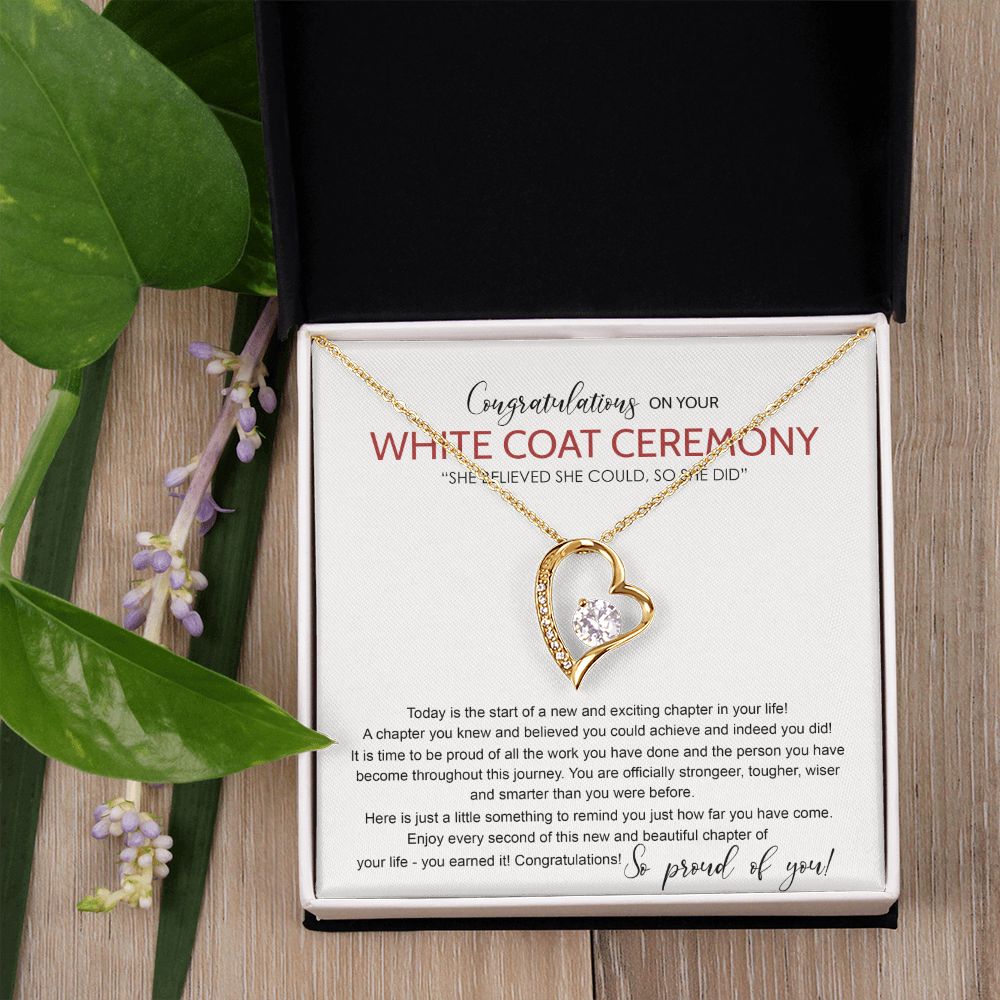 White Coat Ceremony Gift Necklace, Chiropractor White Coat Ceremony, New Doctor Gift, Gifts Congrats Graduation Pendants Gift For Daughter, Granddaughter, White Coat Ceremony Necklace Gift Forever Love Necklace