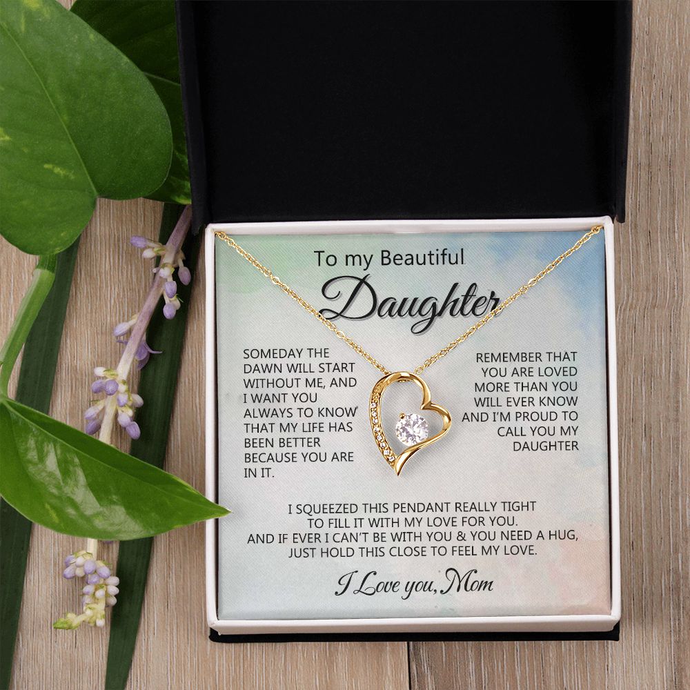 Jewelry Pendant Present for Daughter, To My Daughter Gift Necklace from Mom, Mother Daughter Gift Ideas, Birthday Christmas Gift Graduation Gifts for Daughters, Mother and Daughter Necklace 14 Forever Love Necklace