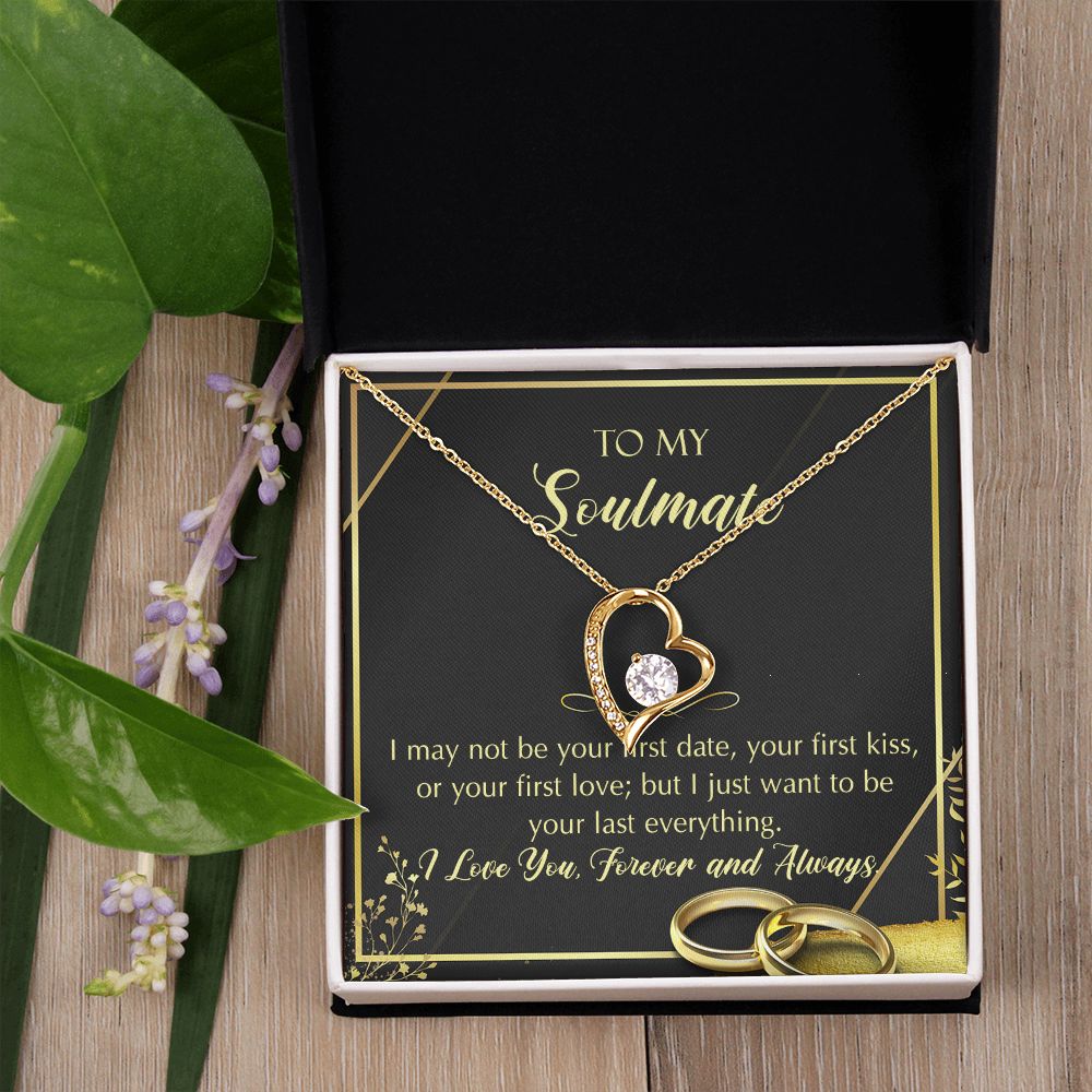 To My Soulmate Necklace for Women Birthday Christmas Jewelry Gifts For My Wife with Message Card Box Personalized Gift Present Pendant for Future Wife Soulmate Girlfriend Love 28 Forever Love Necklace