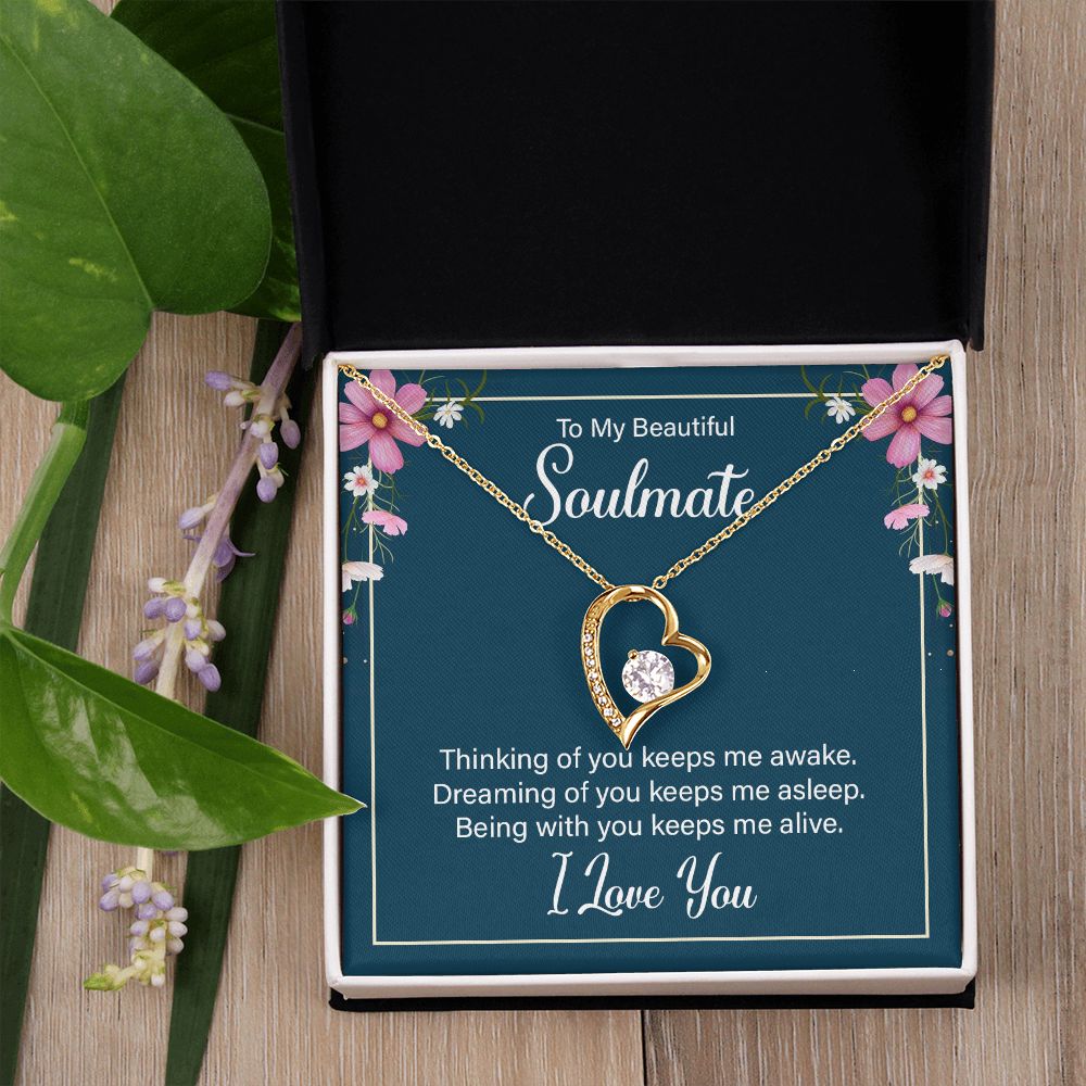 To My Soulmate Necklace for Women Birthday Christmas Jewelry Gifts For My Wife with Message Card Box Personalized Gift Present Pendant for Future Wife Soulmate Girlfriend Love 13 Forever Love Necklace