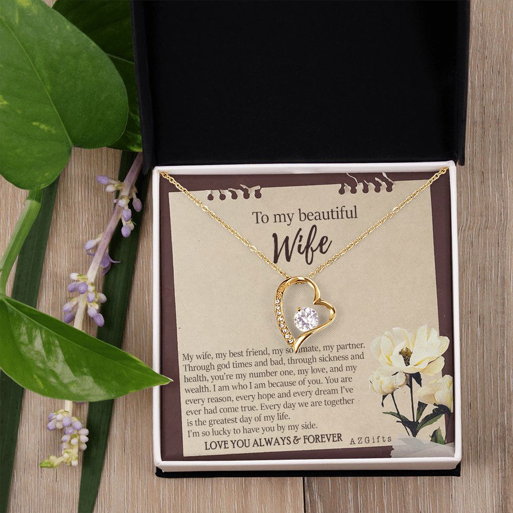To My Wife Necklace from Husband, Personalized Necklace for Women, Luxury Necklace for Wife from Man Men, Wedding Anniversary Present For Wife, Beautiful Wife Jewelry Christmas Birthday Gifts For Wife7 Forever Love Necklace