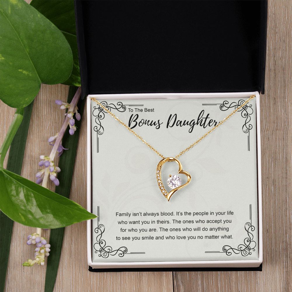 Bonus Daughter Gift Necklace, Double Hearts Necklace, Stepdaughter Jewelry Forever Love Necklace