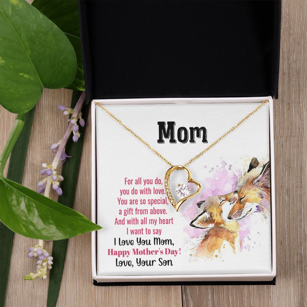 Mom Necklace Gifts for Mom from Daughter to Mom Gifts for Mothers Day from Daughter, To My Mom Necklace from Daughter to Mom Birthday Gifts Necklace with Message Card and Gift Box2241 Forever Love Necklace