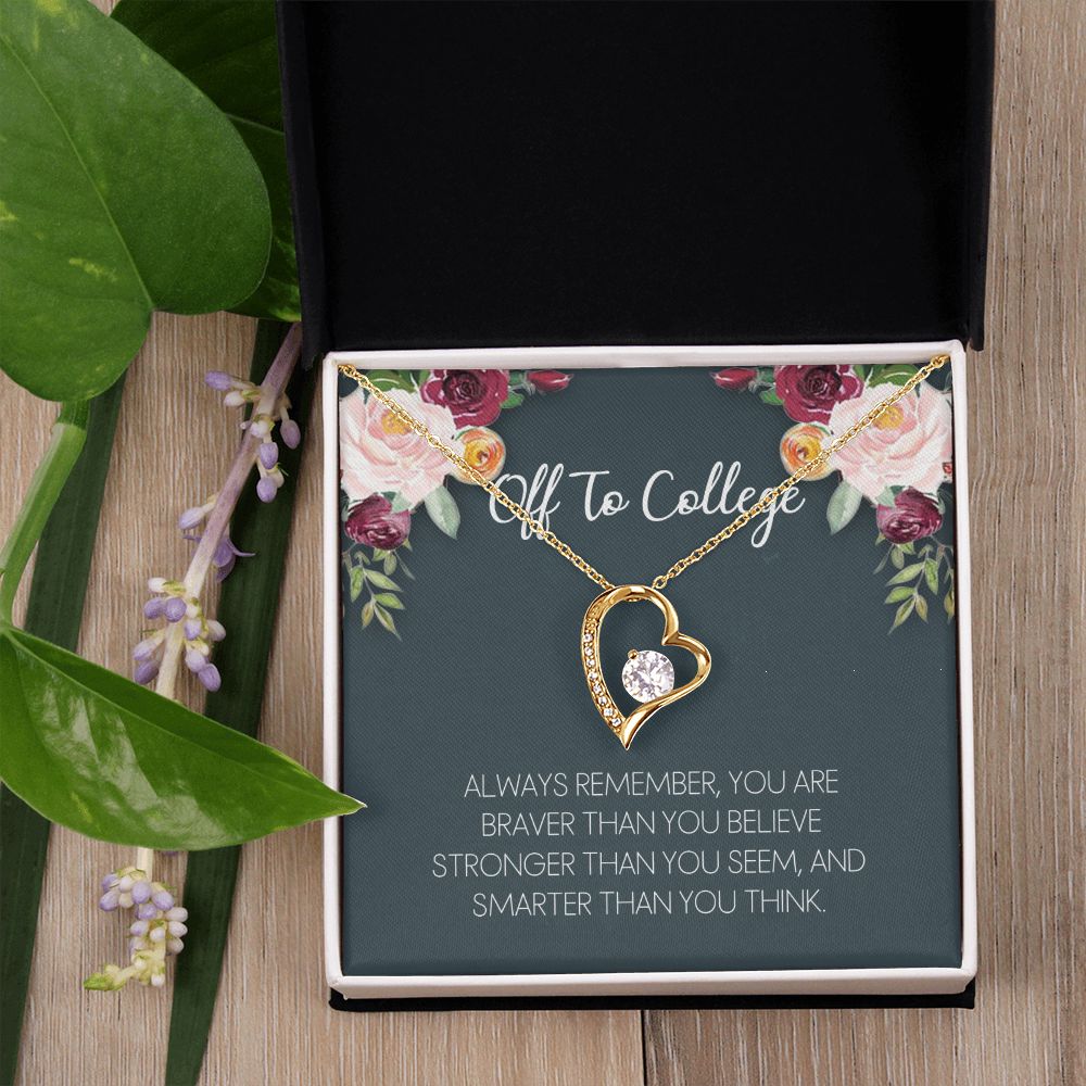 Off To College Necklace, Graduation Gifts For for Girl Congrats Graduation Pendants Gift For Daughter, Granddaughter, Niece, Sister Forever Love Necklace