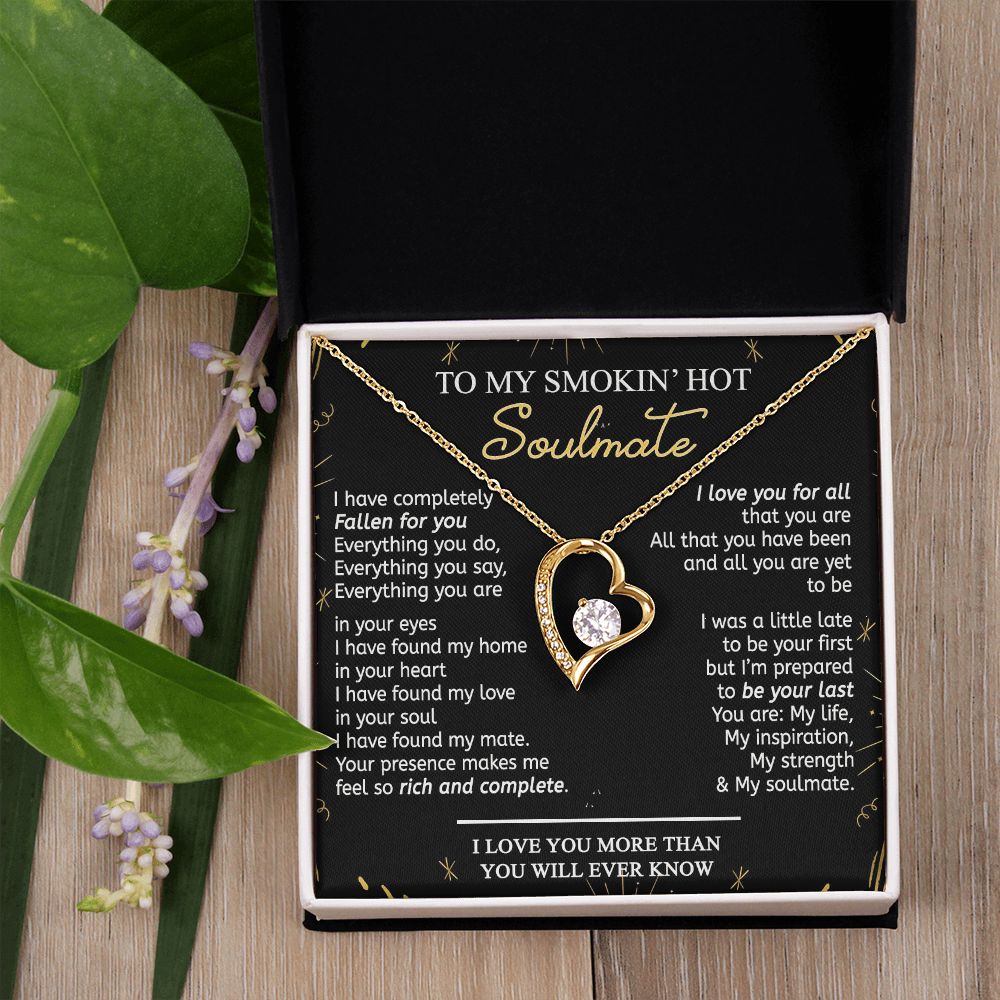 To My Smokin Hot Soulmate Necklace - Wife Gifts From Husband To My Wife Necklace, Gift for Her Romantic, Girlfriend Gifts Necklace for Wife from Men Includes Message Card and Gift Box 21 Forever Love Necklace