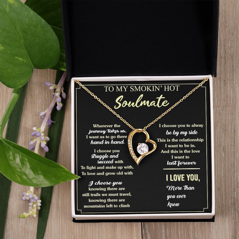 To My Soulmate Necklace for Women Birthday Valentines Day Jewelry Gifts For My Wife with Message Card Box Personalized Gift Present Pendant for Future Wife Soulmate Girlfriend Love 7 Forever Love Necklace