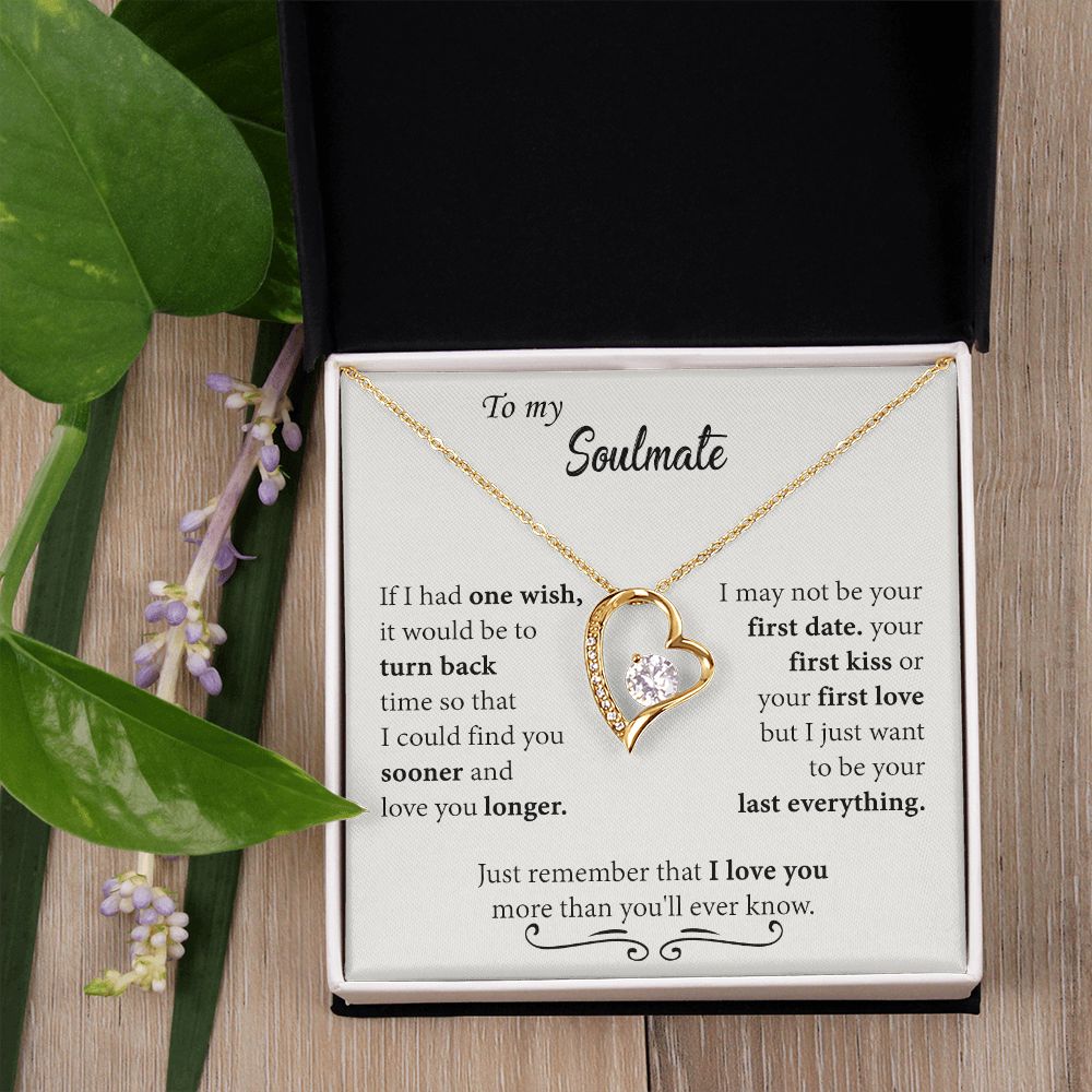 To My Soulmate Necklace for Women Birthday Christmas Jewelry Gifts For My Wife with Message Card Box Personalized Gift Present Pendant for Future Wife Soulmate Girlfriend Love 24 Forever Love Necklace