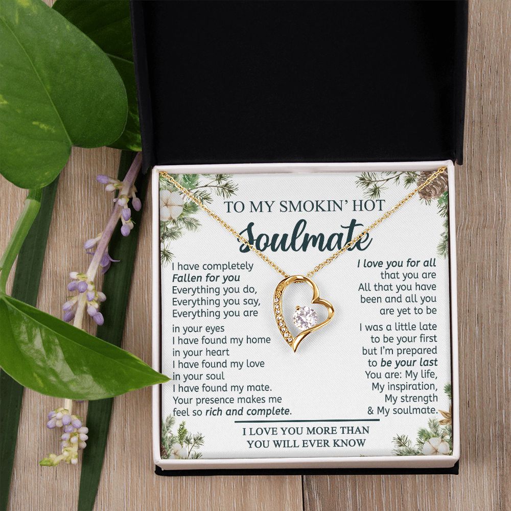 To My Smokin Hot Soulmate Necklace - Wife Gifts From Husband To My Wife Necklace, Gift for Her Romantic, Girlfriend Gifts Necklace for Wife from Men Includes Message Card and Gift Box 11 Forever Love Necklace