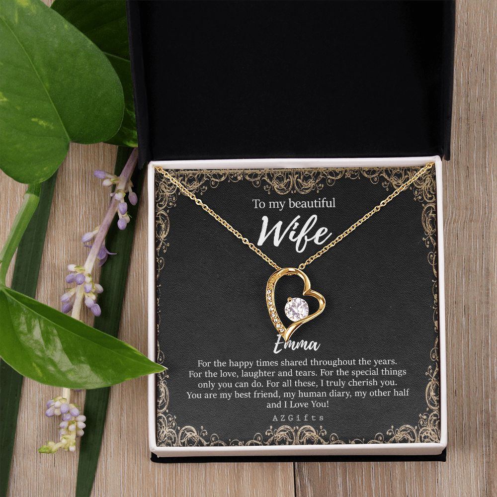 To My Wife Necklace from Husband, Personalized Necklace for Women, Luxury Necklace for Wife from Man Men, Wedding Anniversary Present For Wife, Beautiful Wife Jewelry Christmas Birthday Gifts For Wife9 Forever Love Necklace
