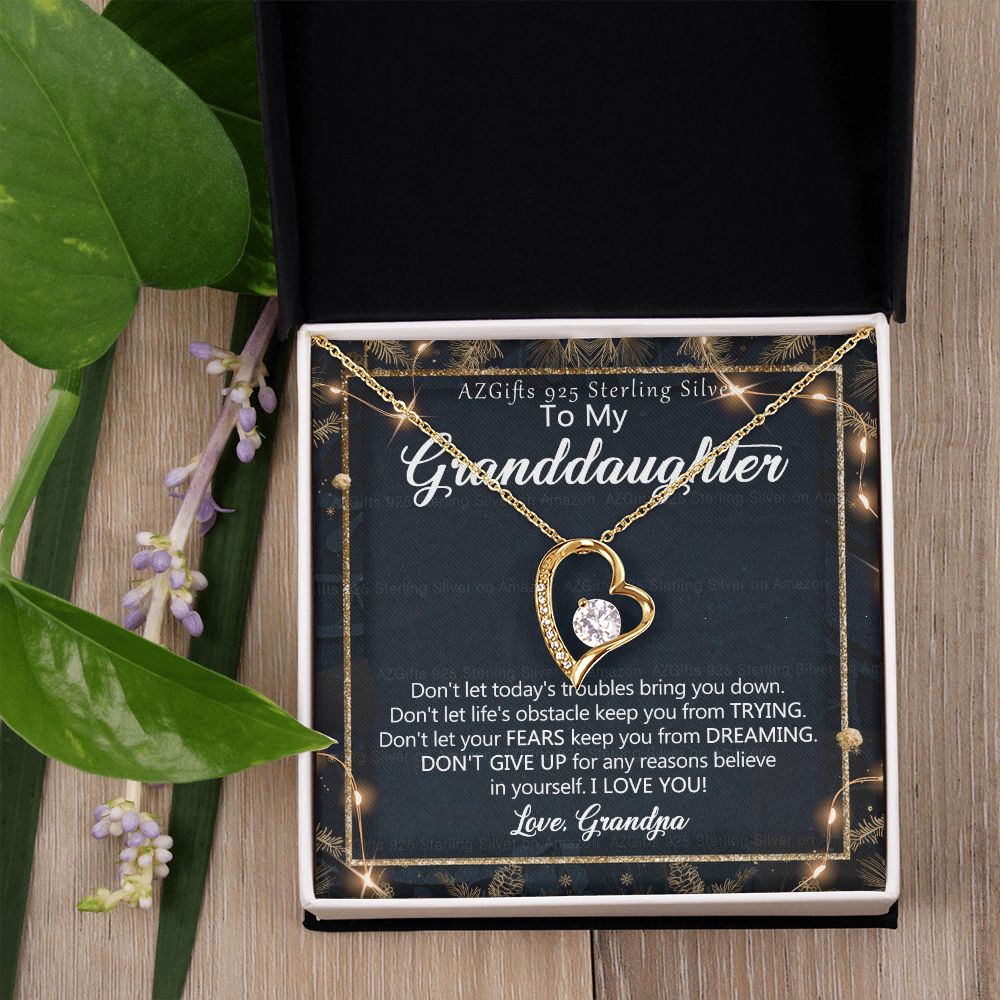 To My Granddaughter Necklace from Grandpa, Gift for Granddaughter from Grandfather, Necklace from Grandpa to Granddaughter, Granddaughter Christmas Present from Grandfather 301 Forever Love Necklace