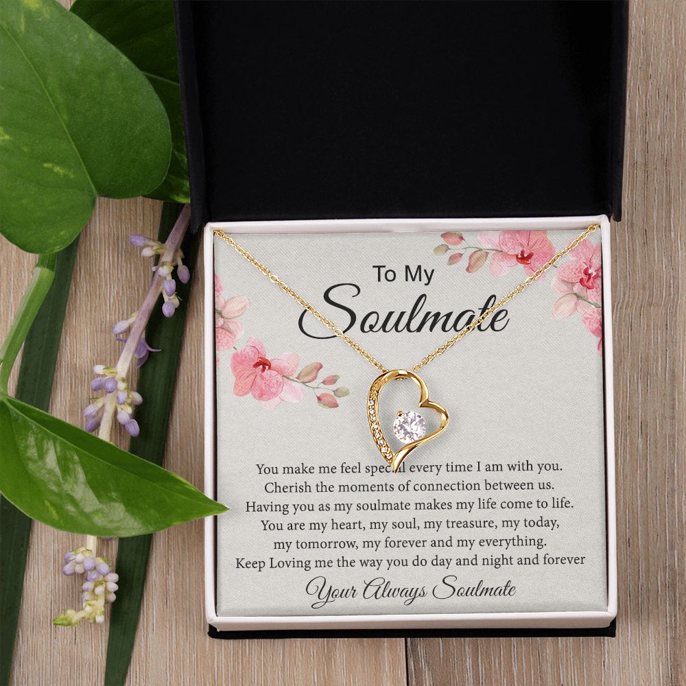 To My Soulmate Necklace for Women Birthday Christmas Jewelry Gifts For My Wife with Message Card Box Personalized Gift Present Pendant for Future Wife Soulmate Girlfriend Love 27 Forever Love Necklace