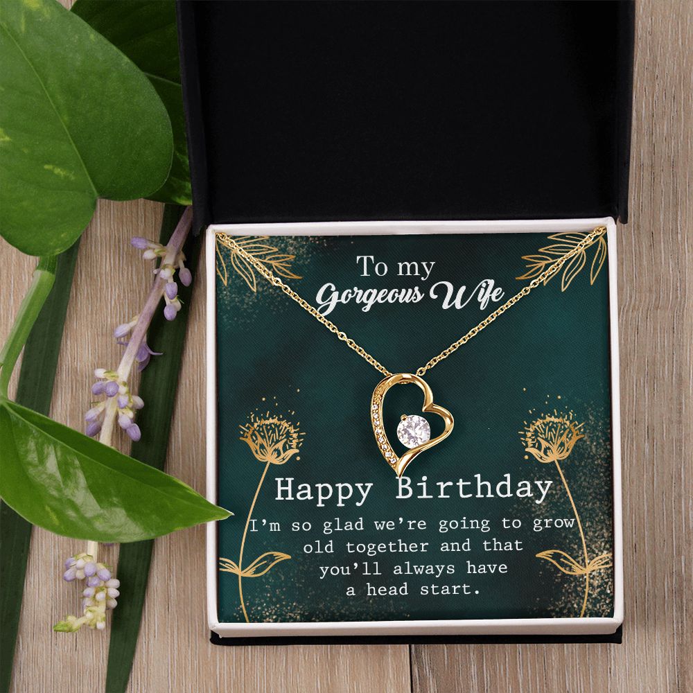 To My Gorgeous Wife Necklace Pendant Gift From Husbnd Habby Birthday A Head Start With Message Card and Gift Box. Valentine's Day Gift For Wife Future Wife Forever Love Necklace