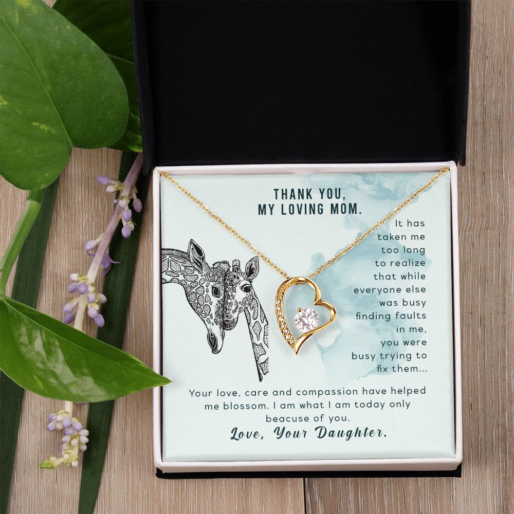 To My Thank You My Loving Mom Giraffe Necklace Pendant Gift From Mom Necklace Gift For To Daughter Birthday Daughter In Law Gift On Birthday Anniversary Gift 30821 Forever Love Necklace