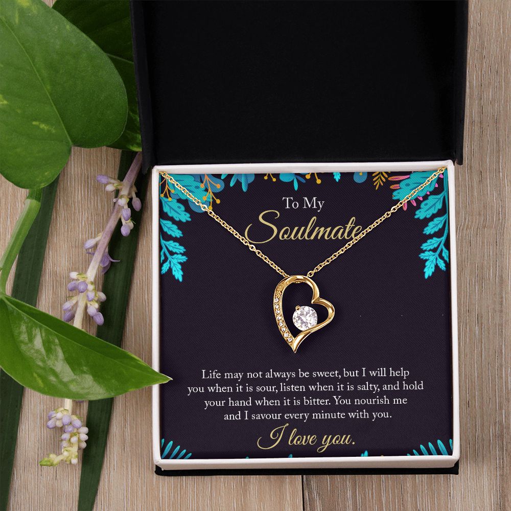To My Soulmate Necklace for Women Birthday Christmas Jewelry Gifts For My Wife with Message Card Box Personalized Gift Present Pendant for Future Wife Soulmate Girlfriend Love 16 Forever Love Necklace