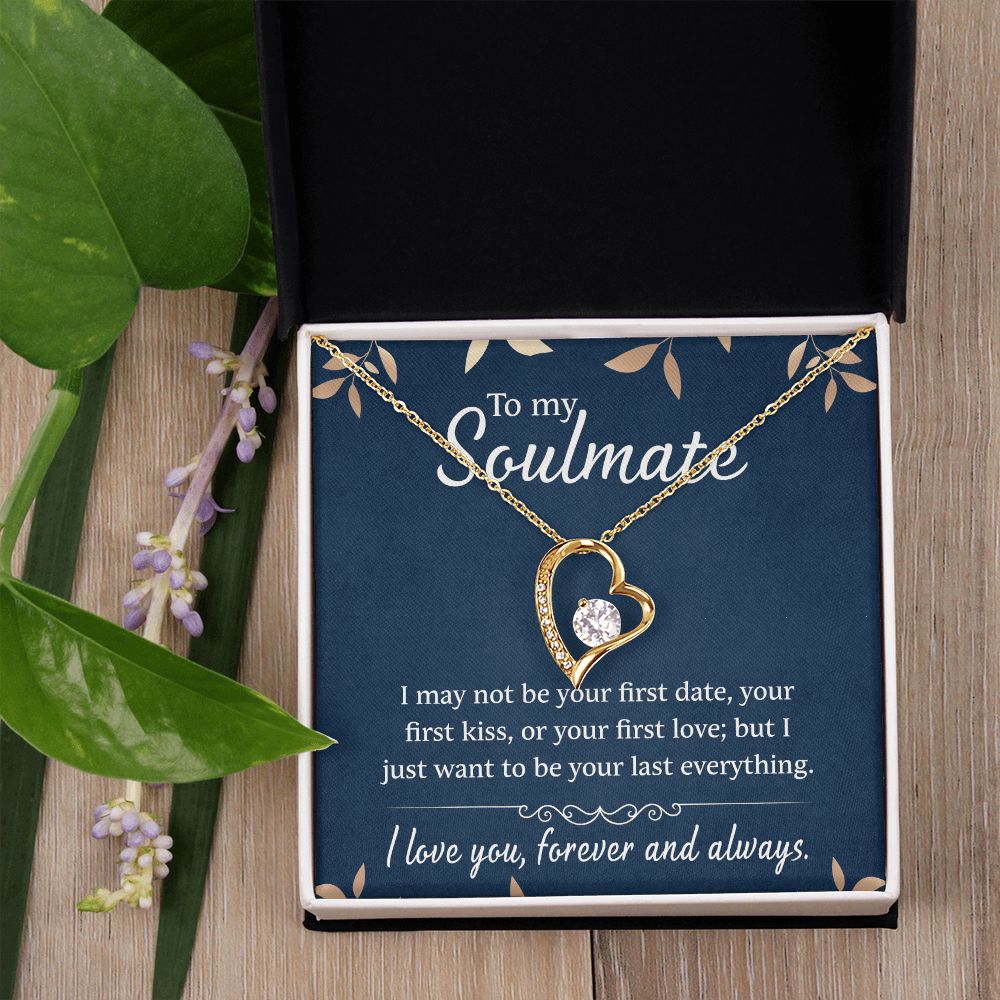 To My Soulmate Necklace for Women Birthday Christmas Jewelry Gifts For My Wife with Message Card Box Personalized Gift Present Pendant for Future Wife Soulmate Girlfriend Love 21 Forever Love Necklace