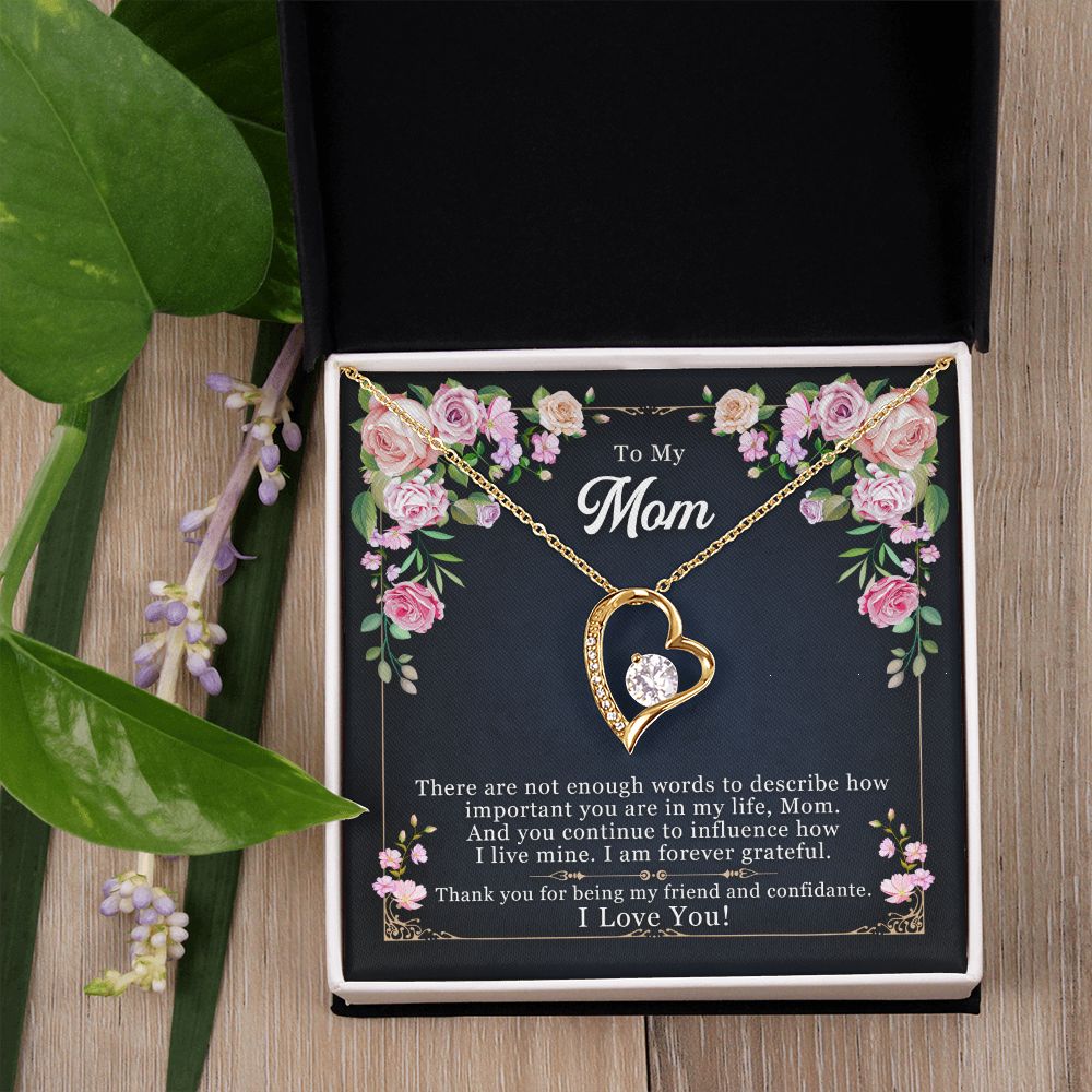 To My Mom Necklace Pendant Gift From Daughter Thank You For Being My Friend And Confidant With Message Card Gift For Mom Forever Love Necklace