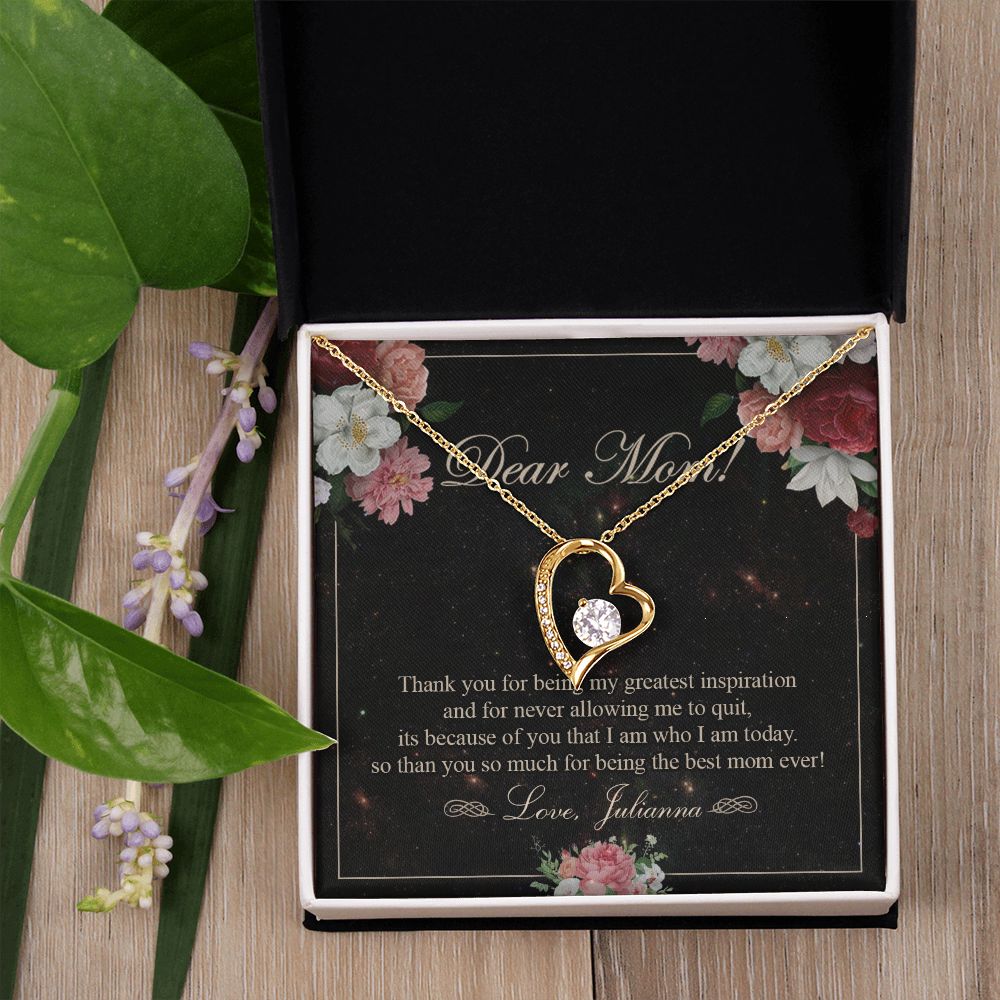 To My Mom Necklace, Gift For Mom On Mother's Day Thank You Mom Gifts From Kids Mom Julianna Forever Love Necklace