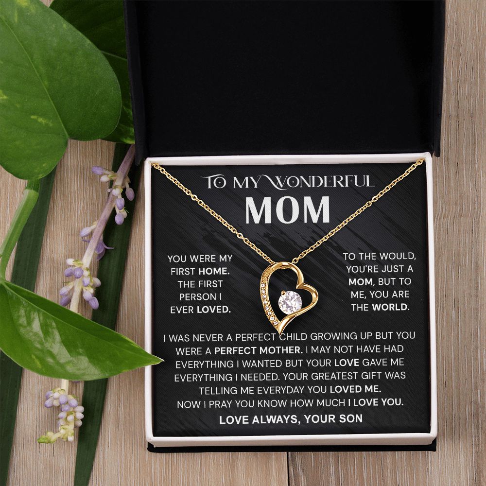 To My Wonderful Mom Necklace, Mom From Son Gift, Gift for Mother's Day From Son, Gift for Mom, Mother Gift from Son Necklace, Son to Mom Gifts, Mom gifts, Mothers Day Gift From Son Forever Love Necklace