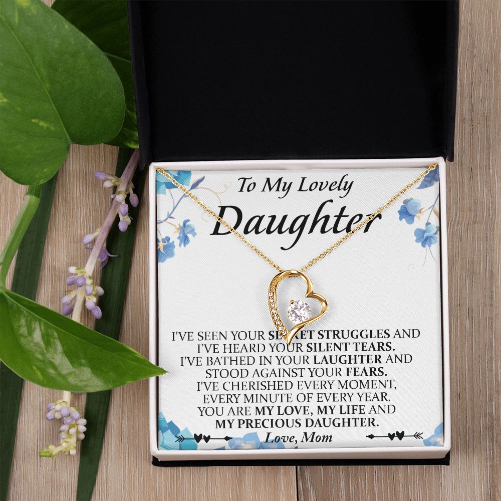 Mother and Daughter Necklace for Girls, To My Daughter Gift Necklace from Mom, Birthday Christmas Gift Graduation Gifts for Daughters, Jewelry Pendant Present for Daughter, Mother Daughter Gift 41 Forever Love Necklace