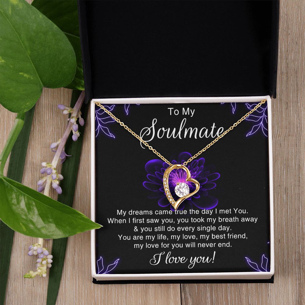 To My Soulmate Necklace for Women Birthday Christmas Jewelry Gifts For My Wife with Message Card Box Personalized Gift Present Pendant for Future Wife Soulmate Girlfriend Love 7 Forever Love Necklace