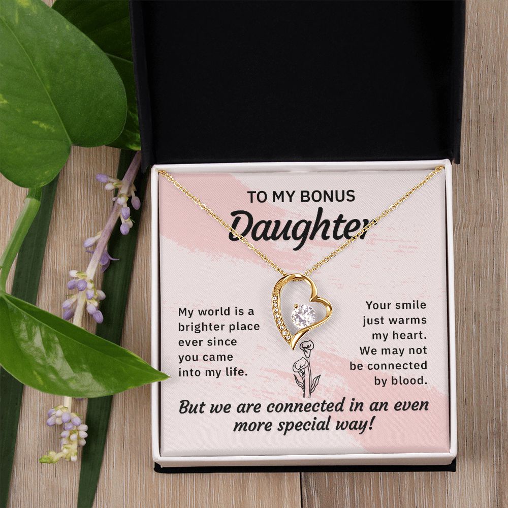 Bonus Daughter Gifts From Stepdad, Step Daughter Gifts From Stepmom, Stepdaughter Gifts From Stepdad, Father Stepdaughter Necklace, To My Bonus Daughter Necklaces, Christmas Gifts For Bonus11 Forever Love Necklace