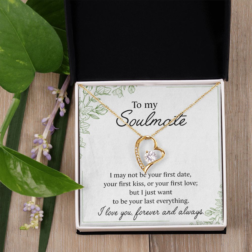 To My Soulmate Necklace for Women Birthday Christmas Jewelry Gifts For My Wife with Message Card Box Personalized Gift Present Pendant for Future Wife Soulmate Girlfriend Love 25 Forever Love Necklace