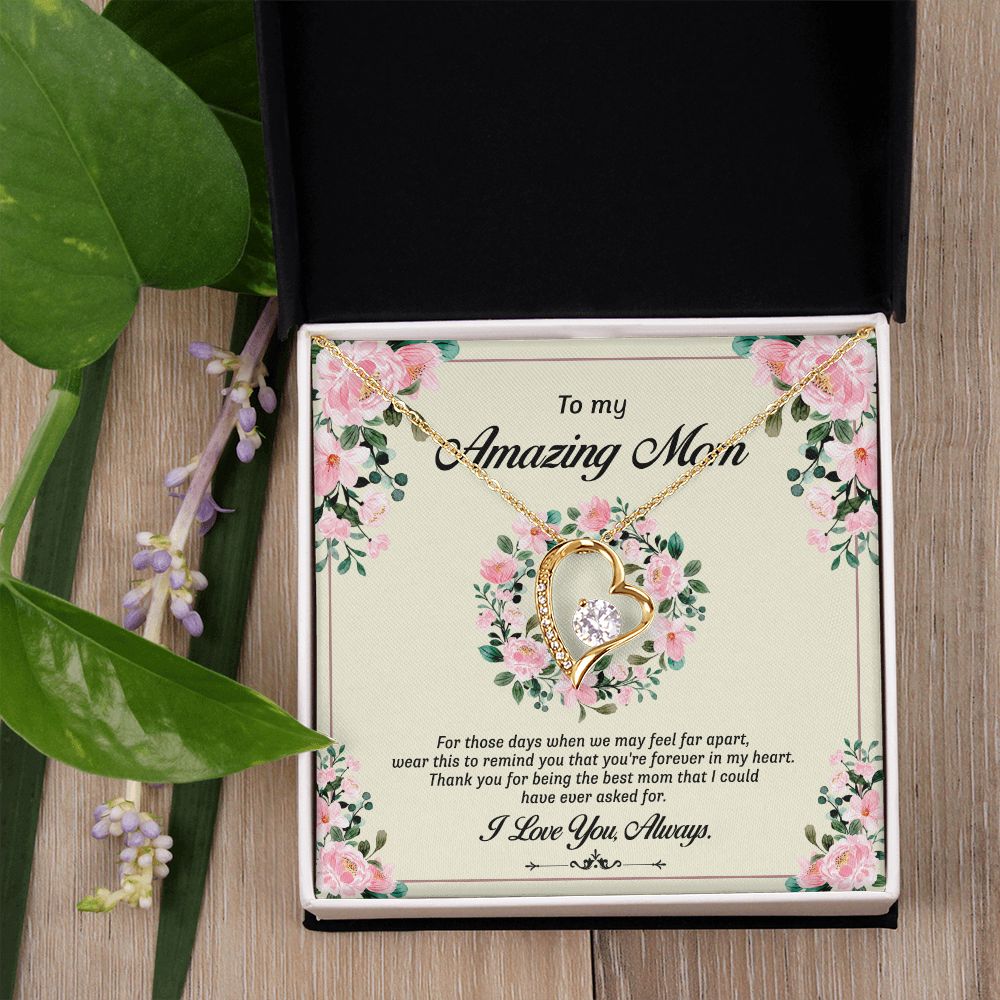 To My Mom Necklace, Gift For Mom, Mother's Day Gift from Daughter, Mom Jewelry Gift for Mothers Day, Birthday Gift for Mother, Moms Gift from Daughter Son, Necklace for Mom Mother17 Forever Love Necklace