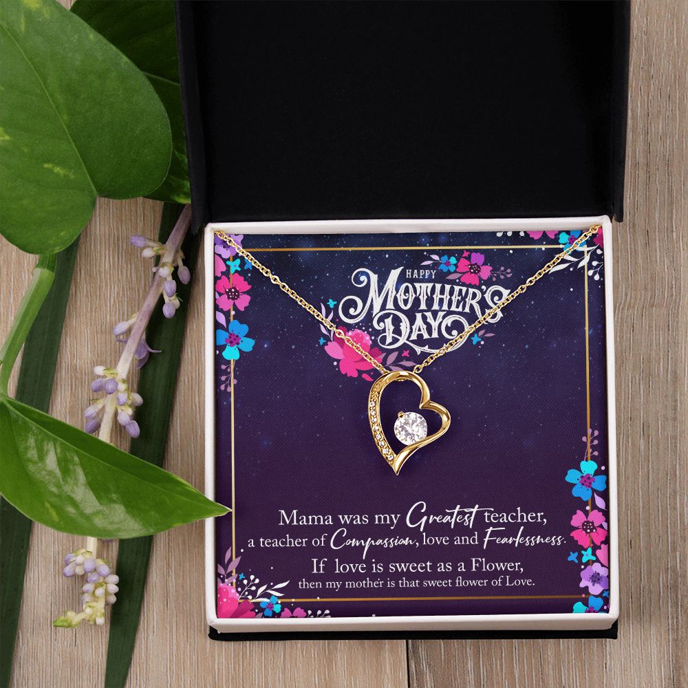 To My Mom Mother Necklace Pendant Gìt From Daughter Or Son Happy Mothers Day Mama Was My Greatest Teacher With Message Card Gift For Mom Forever Love Necklace