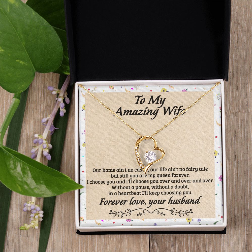 Birthday Gifts For Wife, Necklace Gifts For Wife From Husband, To My Wife Jewelry For Women , To My Wife Necklace  from Husband Wedding Anniversary Present For Wife, Beautiful Wife Jewelry Christmas18 Forever Love Necklace