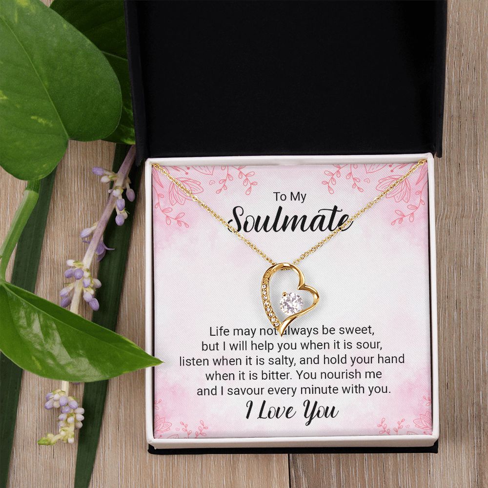 To My Soulmate Necklace for Women Birthday Christmas Jewelry Gifts For My Wife with Message Card Box Personalized Gift Present Pendant for Future Wife Soulmate Girlfriend Love 15 Forever Love Necklace