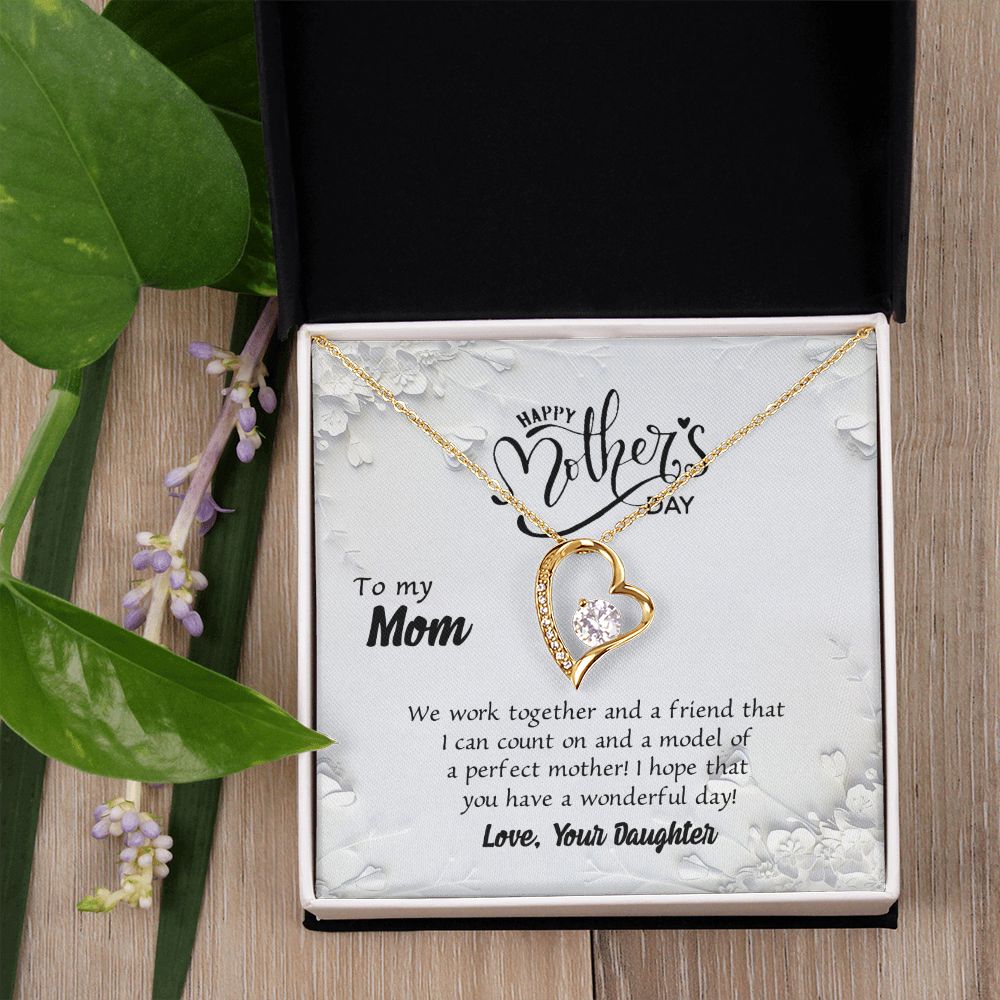 To My Mom Necklace Pendant Gift From Daughter And Happy Mother's Day Gift For Mom Birthday, Anniversary Together And A Friend Forever Love Necklace