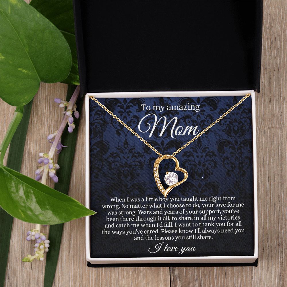 Gift for Mom Necklace, To My Beautiful Mom Love Knot Necklace Card, Mother’s Day Gift For Mom From Son, Thank You Mom Gift, Custom Jewelry Necklace For Mom Forever Love Necklace