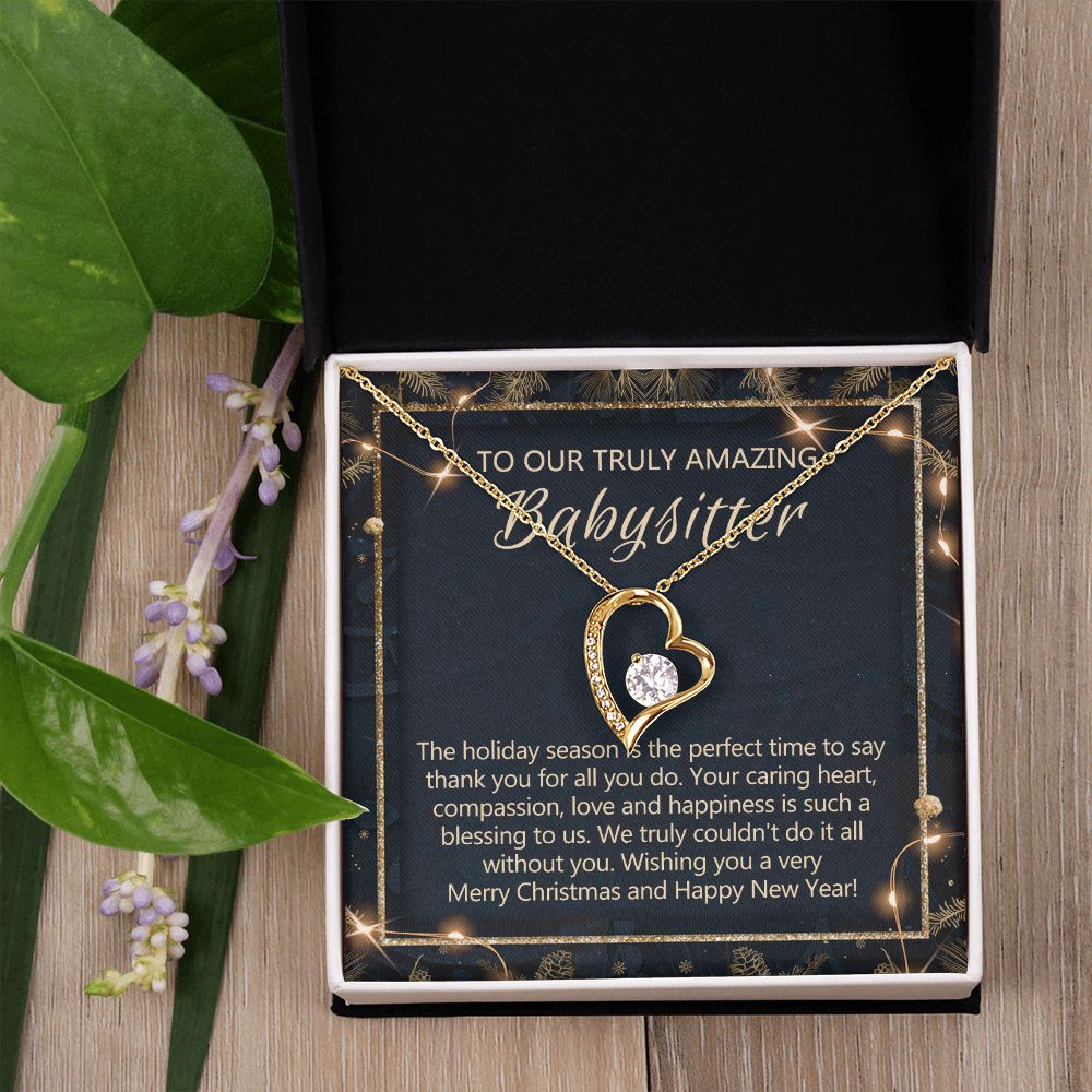 Babysitter Christmas Necklace Gift, Babysitter Gift, Christmas Babysitter Gift from Family, Merry Christmas Day Gift, Holiday Gift, Babysitter Necklace for Women 301 Forever Love Necklace