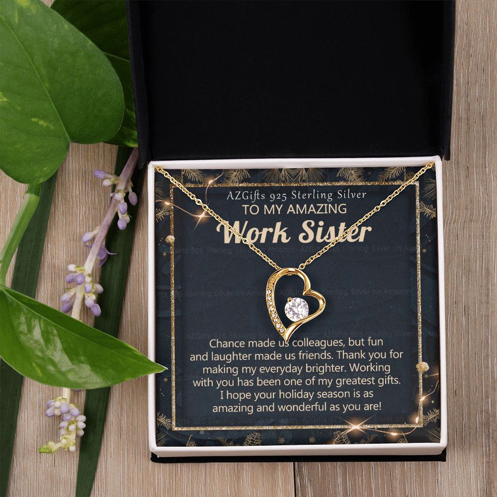 To My Work Sister Necklace Gift for Colleague Christmas Necklace for Work Sister from Co-Worker Christmas Pendant Gift for Colleague Christmas Jewelry Gift for Her Women 301 Forever Love Necklace