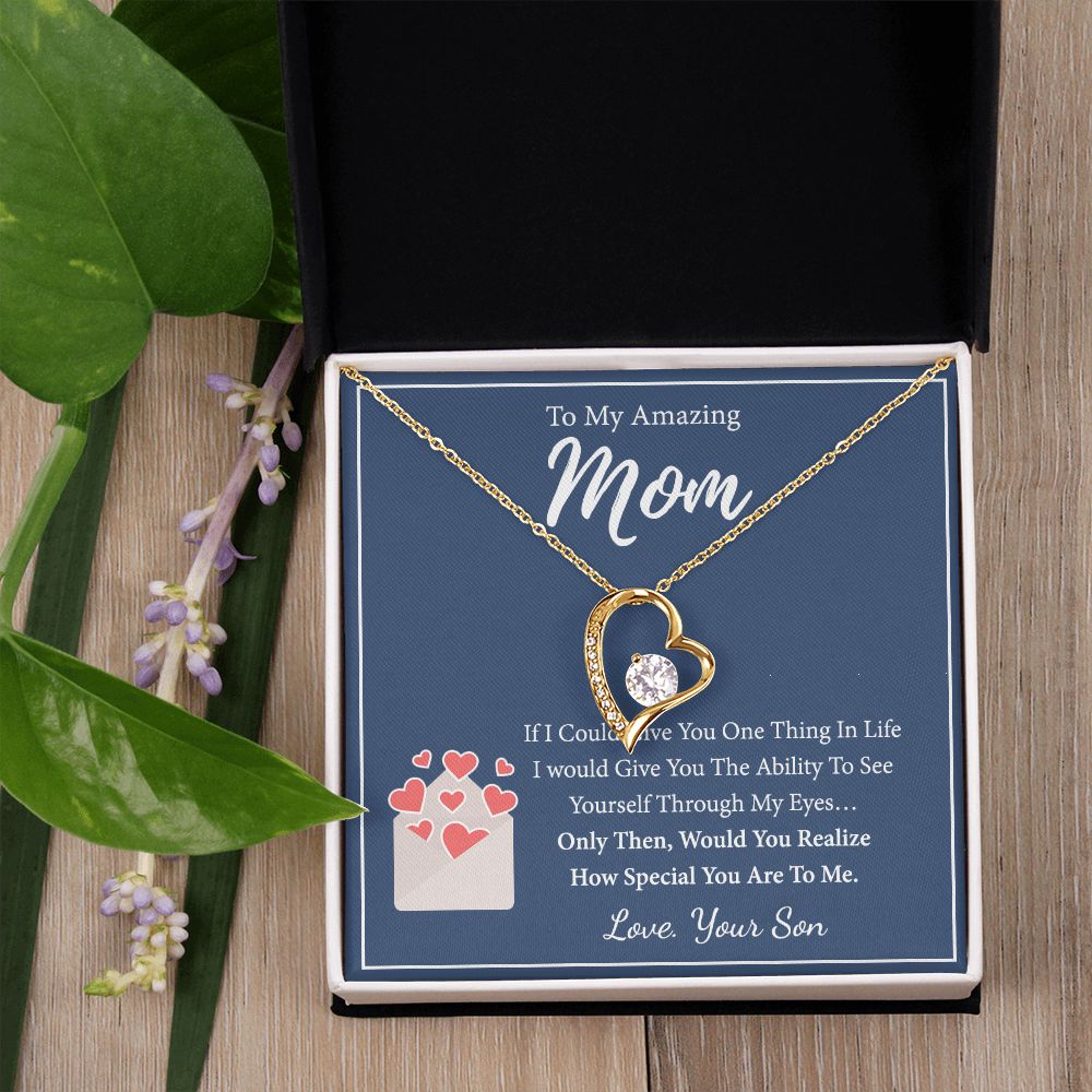 Mom Necklace Gifts for Mom from Daughter to Mom Gifts for Mothers Day from Daughter, To My Mom Necklace from Daughter to Mom Birthday Gifts Necklace with Message Card and Gift Box2238 Forever Love Necklace