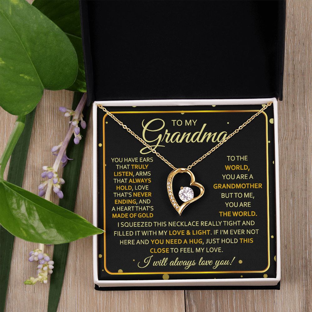 To My Grandma Necklace, Gift for Grandmother Necklace, Mothers Day Gift For Grandma Nana, Grandma Jewelry From Grandchildren GrandKids , Jewelry Box Gift For Grandma Grandmother7 Forever Love Necklace