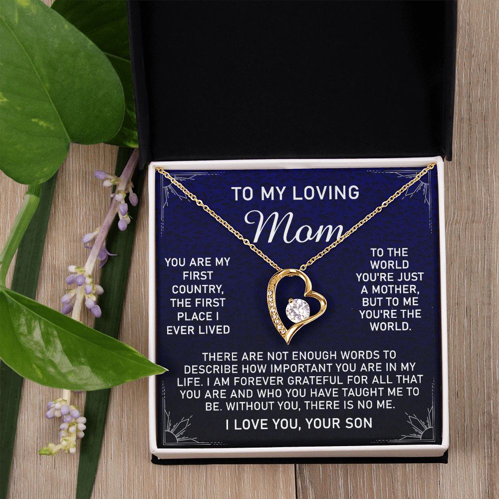 To My Loving Mom Necklace, Gift for Mom from Son, Mother's Day Jewelry Gift, Necklace for Mom Birthday Anniversary Mother's Day Jewelry Gift, To My Mom Necklace from Son Forever Love Necklace