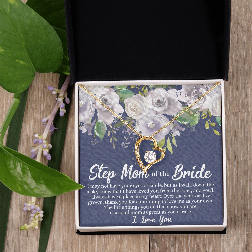 To My Stepmother of the Bride Necklace, Stepmother of the Bride Gifts Idea, Necklace for Stepmom of the Bride Gifts, Wedding Gifts for Stepmom, Gifts for Step Mother of the Bride Forever Love Necklace