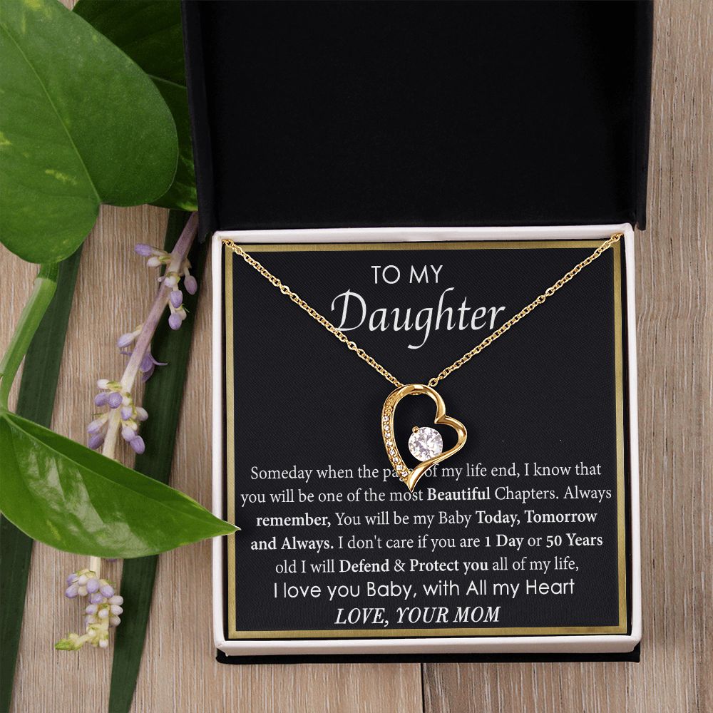 Mother Daughter Gift Ideas, To My Daughter Gift Necklace from Mom, Jewelry Pendant Present for Daughter, Birthday Christmas Gift Graduation Gifts for Daughters, Mother and Daughter Necklace 2136 Forever Love Necklace