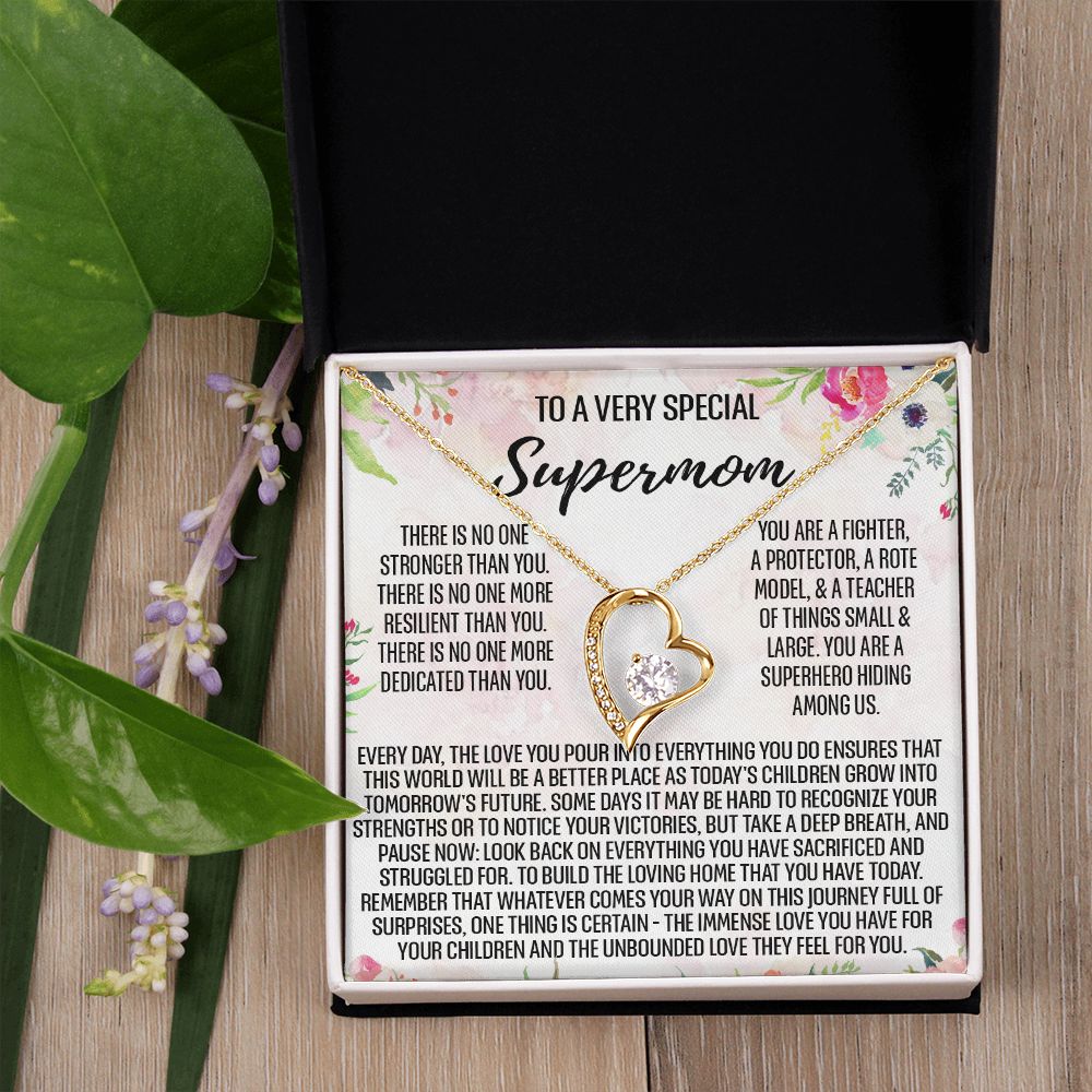 To Supermom Mom Necklace Gift for Single Mother Necklace Holiday, Christmas, Birthday Present for Single Mother, Super Mom, Mother's Day Gift Mom Jewelry for Women 301 Forever Love Necklace