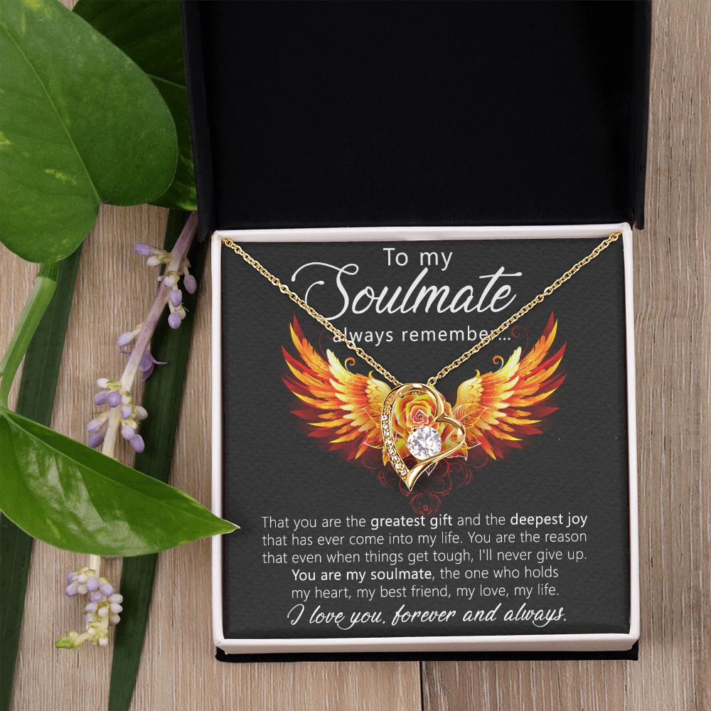 To My Soulmate Necklace for Women Birthday Christmas Jewelry Gifts For My Wife with Message Card Box Personalized Gift Present Pendant for Future Wife Soulmate Girlfriend Love 22 Forever Love Necklace